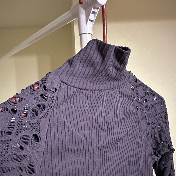 Intimately Free People Grape Purple Ribbed Long Sleeve Size M/L - Picture 5 of 5